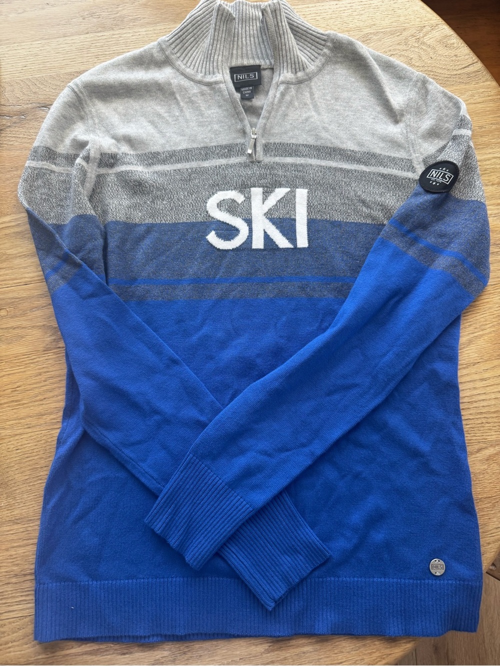 NILS Blue & Gray 'SKI' Half-Zip Turtleneck Sweater